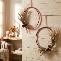 Artikel Dekorativ ring jute dekorationsögla röd mörkröd Ø30cm 4st
