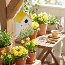 Artikel Dekorativ fågelholk med blommönster för inomhusbruk och balkongbruk, 21 cm
