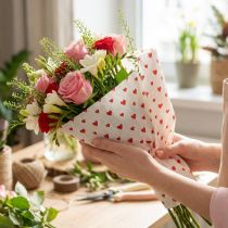 Artikel Crepe Paper with Hearts Florist's Crepe Mors Dag Röd, Vit 50×250cm