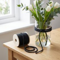 Artikel Jutesnöre svart, dekorationssnöre, naturlig jutefiber, dekorlina Ø8mm 7m