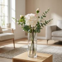 Artikel Vita rosor konstgjorda blommor steg stora med tre knoppar 57cm