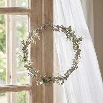 Artikel Fönsterdekoration, dörrkrans, shabby chic blomsterkrans, metall, vit, Ø16,5 cm