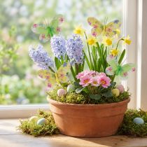 Artikel Dekorativa fjärilar på tråd gulgröna blommor 6×9cm 12st