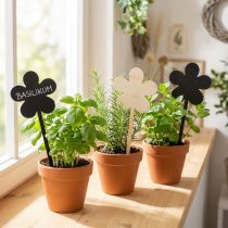 Artikel Blompålar mini träplaketter svarta Ø10cm 6-delat set dekoration