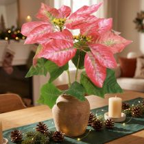 Artikel Konstgjord Julstjärna Röd Rosa L35cm 6st 2 klasar