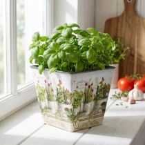 Artikel Örtkruka, kruka med motiv, kruka H13cm B13,5cm