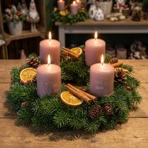 Artikel Rosa julljus, blockljus, set om 4, vinterdekoration Ø5cm H6cm