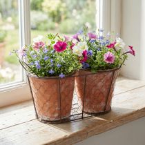 Artikel Blomkruka i keramik, trådkorg, brun terrakotta, L38,5 cm