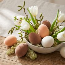 Artikel Påskägg Små Flockade Persika Brun Vit H4cm 15 St