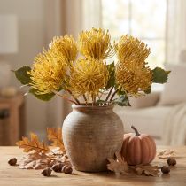 Artikel Protea konstgjord Leucospermum nåldyna gul 30cm 6 st