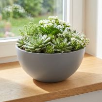 Artikel Blomkruka plast blomskål grå Ø25cm H12cm