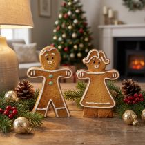 Artikel Juldekoration pepparkaksgubbe och -kvinna keramik 16 cm set med 2 delar