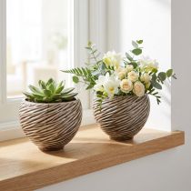 Artikel Dekorskål Blomkruka Keramik Beige Brun Ø15cm 2st