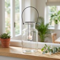 Artikel Flaskdekoration lykta glas metall klarsvart Ø13cm
