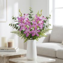 Artikel Konstgjorda orkidéer 8 lila blommor Ø3,5cm–5cm 2st