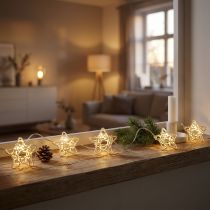 Artikel LED ljuskedja stjärnor mikro LED timer inuti vit 1,90m