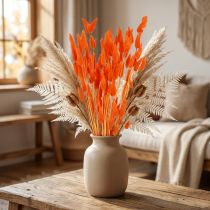 Artikel Torkad blomdekoration av orange harsvansgräs 50-60 cm 50 g - Sammetslen Lagurus för bordsdekoration och pyssel