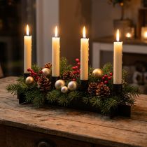 Artikel Ljusstake svart, ljusstake adventskrans 40cm H8cm