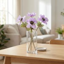 Artikel Konstgjorda anemonblommor i lila, 34 cm långa, 4 stycken