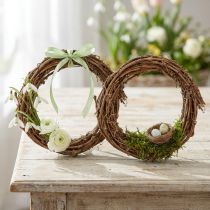 Artikel Dekorativ ring mini vinrankrans naturlig Ø15cm 6 delar DIY-dekoration