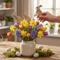 Artikel Blomplugg trä påskhare kanin dekoration 8cm x 6cm 12 st