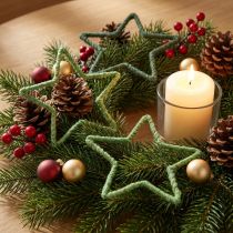 Artikel Stjärnor jute till juldekoration julstjärnor grön 15cm 8 st