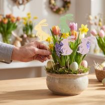 Artikel Dekorativa kaniner på pinne som grafiska accenter för bord och blomlådor, 31,5 cm, 16 stycken