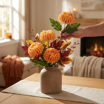 Artikel Konstgjord blomma Krysantemum Orange Ø7cm 18cm 4st