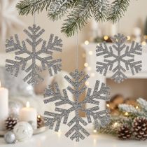 Artikel Snöflinga silver för upphängning Ø8cm - Ø12cm 9 st