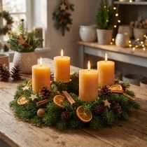 Artikel Enfärgade blockljus, honungsfärgade dekorationsljus, adventsdekoration, 70x80mm, set om 4, hög kvalitet