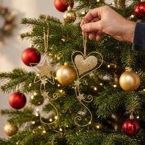 Artikel Juldekorationshänge Jul gyllene hjärta stjärna 4st