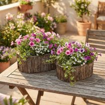 Artikel Plantlåda blomkruka träbark L23/29,5 cm set om 2
