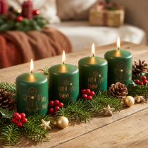 Artikel Gröna julljus, set om 4, Ø5cm, H6cm, adventsdekoration