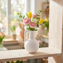 Artikel Dekorativ vas vit mini blomvas med handtag H15cm