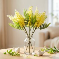 Artikel Konstgjord Växt Silver Acacia Mimosa Gul Blommande 53cm 3 St