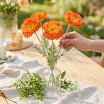 Artikel Konstgjorda Vallmo Sommarblommor Orange Ø7cm L78cm 3st
