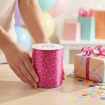Artikel Curlingband presentband rosa med prickar 10mm 250m
