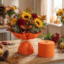 Artikel Blomcrepe orange B10cm ytvikt 128g/kvm L250cm 2st