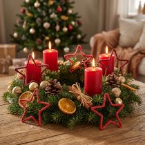 Artikel Stjärnor till adventskrans Juldekoration juteröd 15cm 8 st