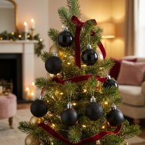 Artikel Mini Tree Balls Svart Splittrsäker Plast Ø3cm 14st