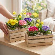 Artikel Planteringskärl Trä Bark Naturligt Handtag L29cm/23cm Set 2st