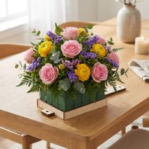 Artikel Blommigt skumtegelbas i trä Florette Eco 12×10 cm