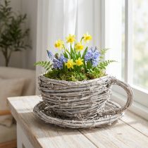Artikel Tekopp tillverkad av naturmaterial med rustik charm för exklusiv inomhusdekoration 13 cm
