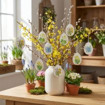Artikel Påskägg med vårblommor, perfekta för påskbuketter eller fönster, 8 cm, 8 stycken