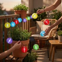 Artikel Solar lantern kedja LED färgglada 4,5m 10 glödlampor kallvita