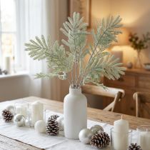 Artikel Dekorativ gren mimosa grön frosteffekt 63cm