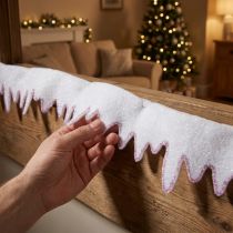 Artikel Istappsgirlang snöfleece med glitterkant 13×180 cm 3 st
