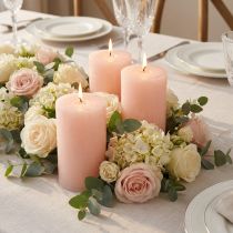 Artikel Rosa blockljus 70x120mm - Set med 4 ljusrosa dekorativa ljus för romantik och mysighet, bröllopsdekoration
