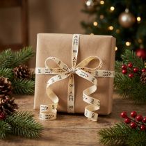 Artikel Hållbart rullband vitt presentband Jul "Ho Ho Ho" 10mm 100m