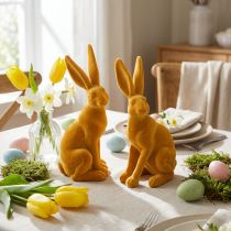Artikel Påskhare Dekorativ kaninfigur Påskgul curry H12,5cm 2 st